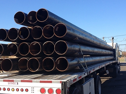 Steel Pipe on Truck for Delivery